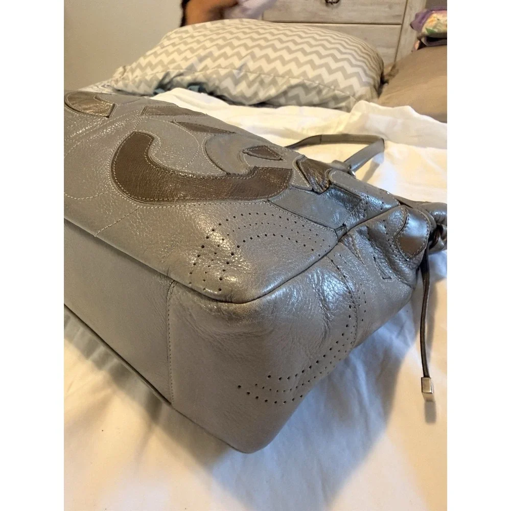 Coach Chelsea Inlaid Leather Charlie Gray Grey Tote Zip Large Patchwork